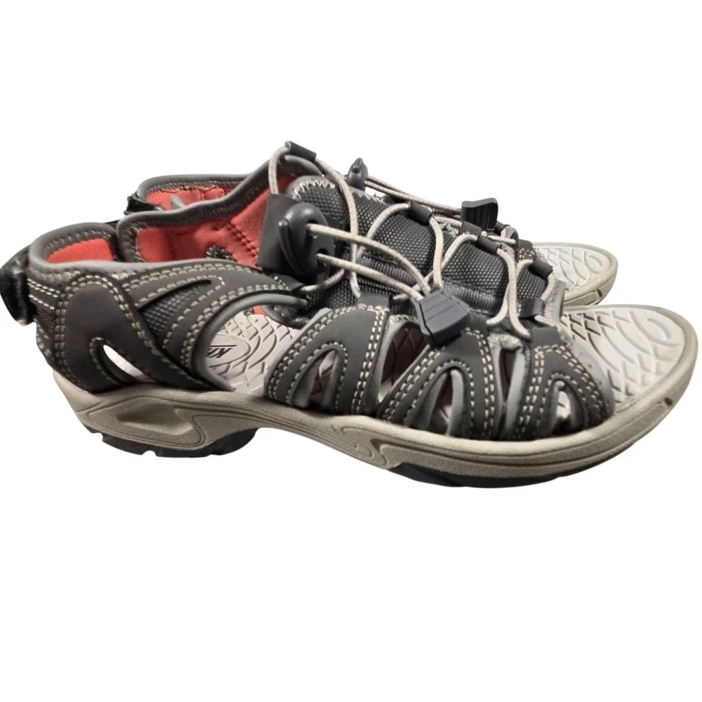 Khombu Mens Gray Coral Closed Toe Water‎ Sandals Hiking Shoes Size 7